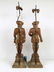 Pair Tall Wood Carved Figural Lamps - 2