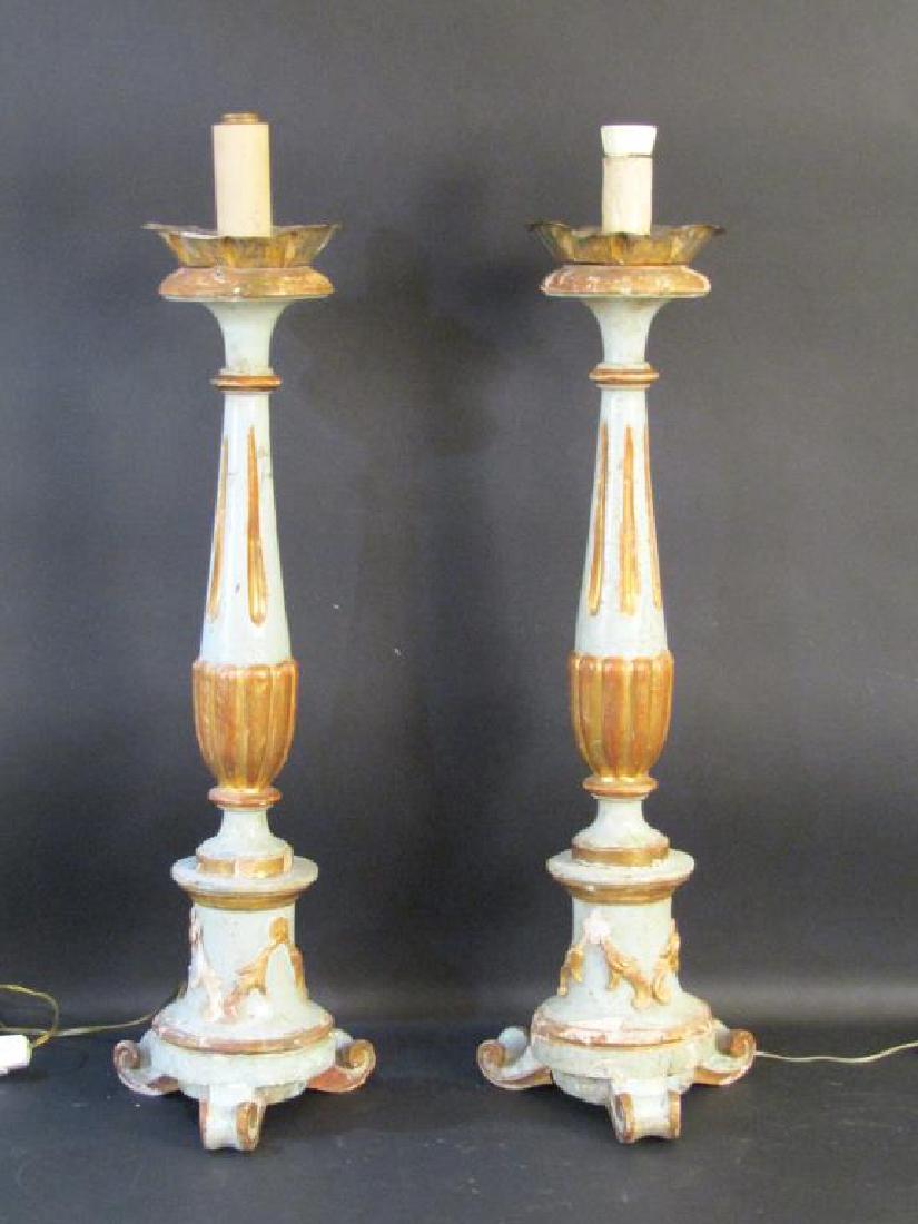 Pair Antique Italian Candlestick Lamps (1 of 8)