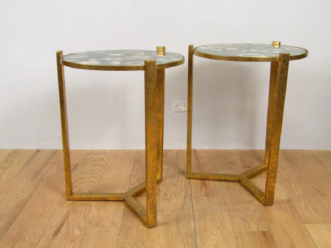 Pair Hollywood Regency Round Lamp Tables (1 of 5)
