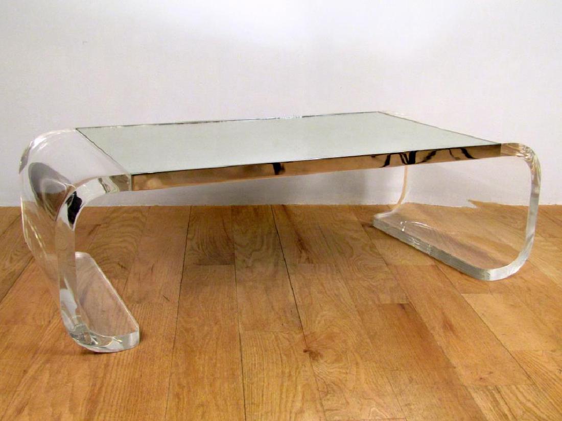 Modern Mirror Top Lucite Cocktail Table (1 of 3)