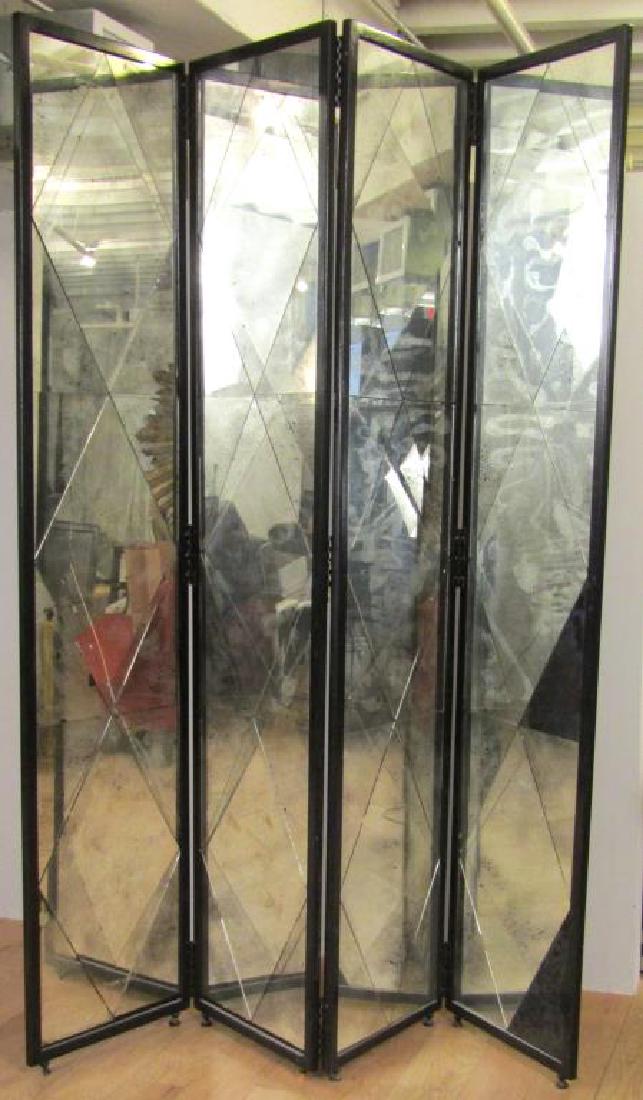 4 Panel Mirrored Floor Screen (as is) (1 of 6)