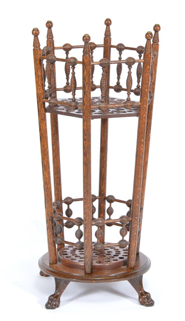 Wood cane stand, 19th c, holds appx 60 canes (1 of 1)
