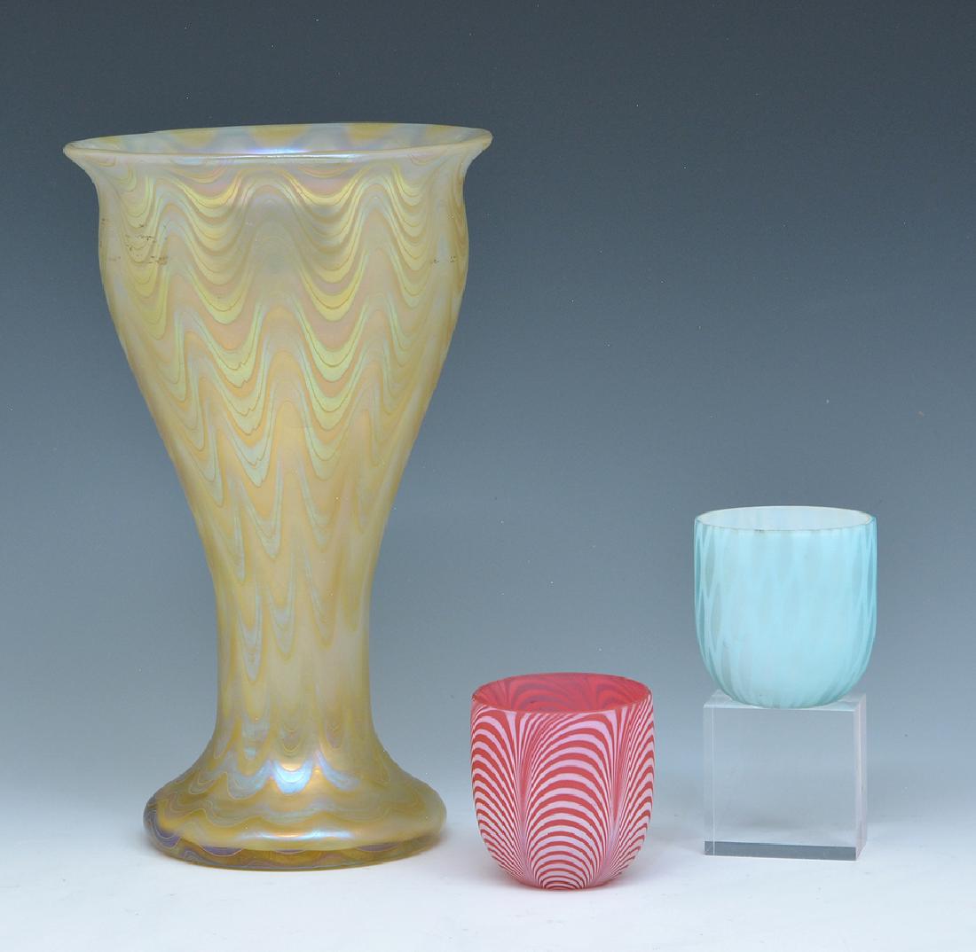 Loetz Austria feather glass vase 9 1/2"t, 2 lamp shades (1 of 1)