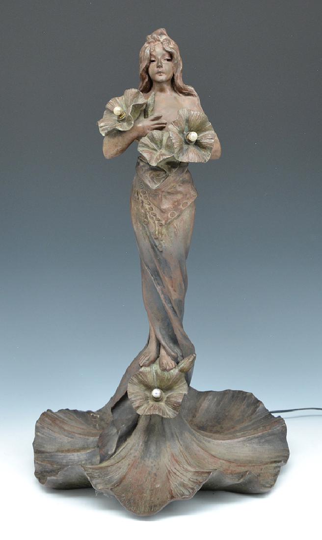 Emmanuel Villanis, art nouveau figural lamp (1 of 3)