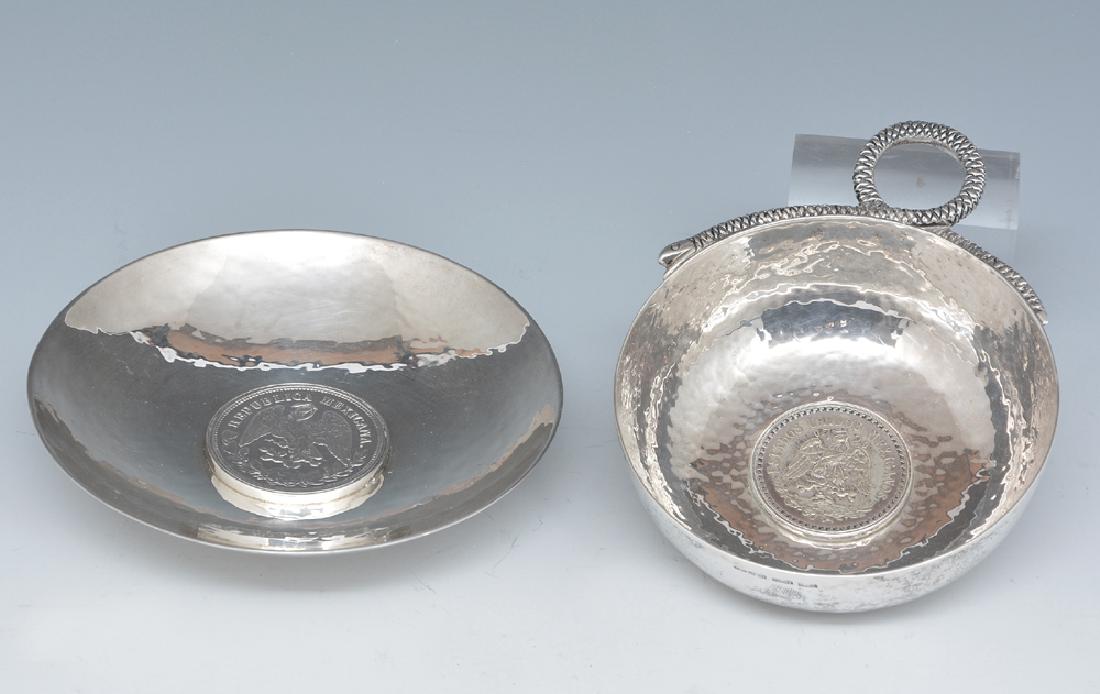 2 Mexican sterling silver dishes with coins (1 of 1)
