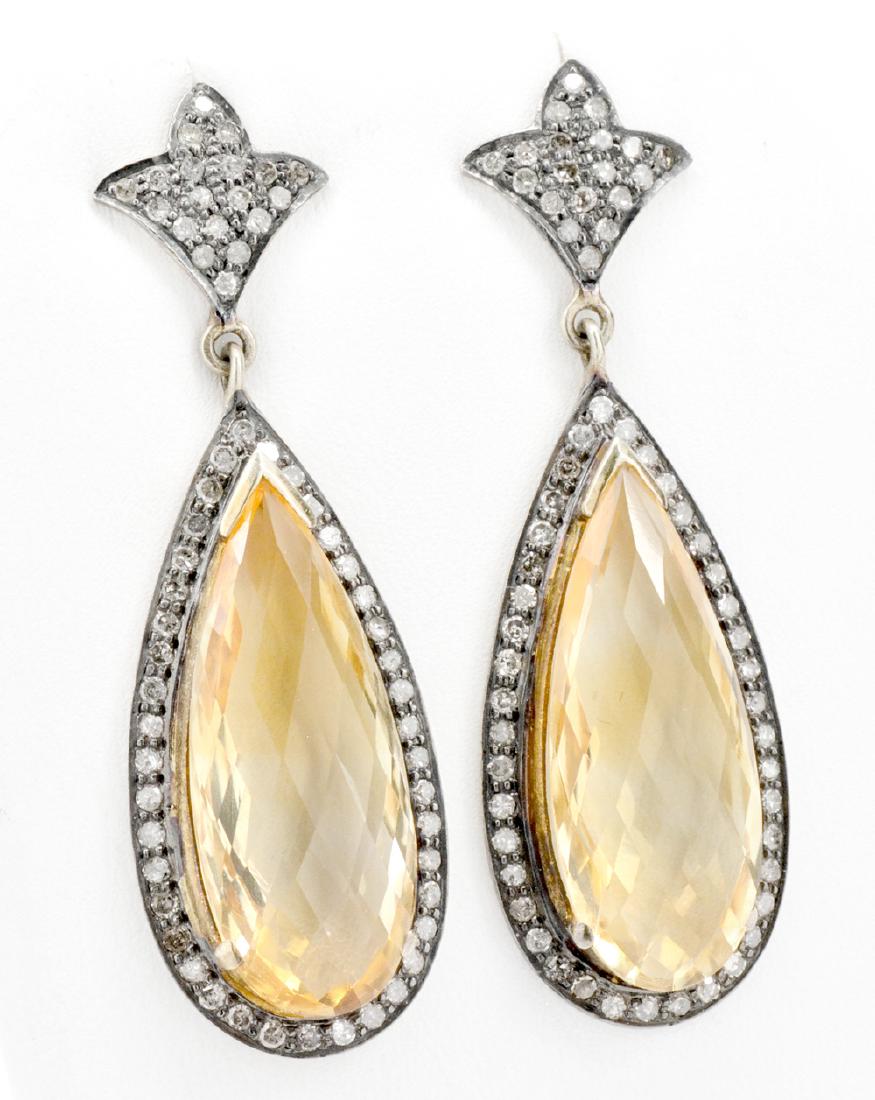 Briolette Citrine & Diamond Earrings (1 of 1)