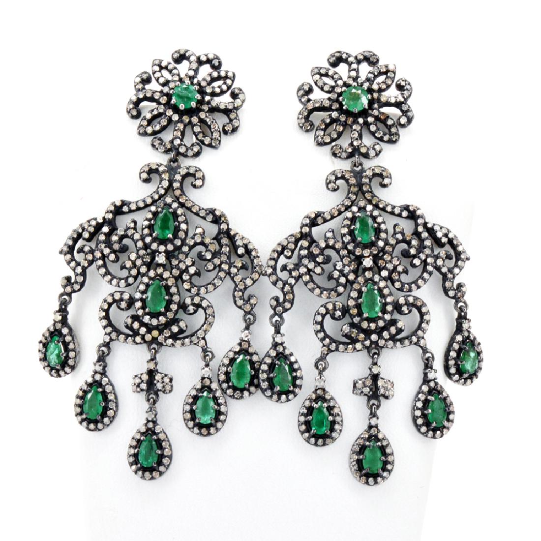 Emerald & Diamond Chandelier Earrings (1 of 1)