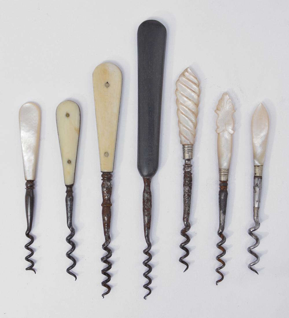 7 Rare 19th c English ladies handbag corkscrews (1 of 1)