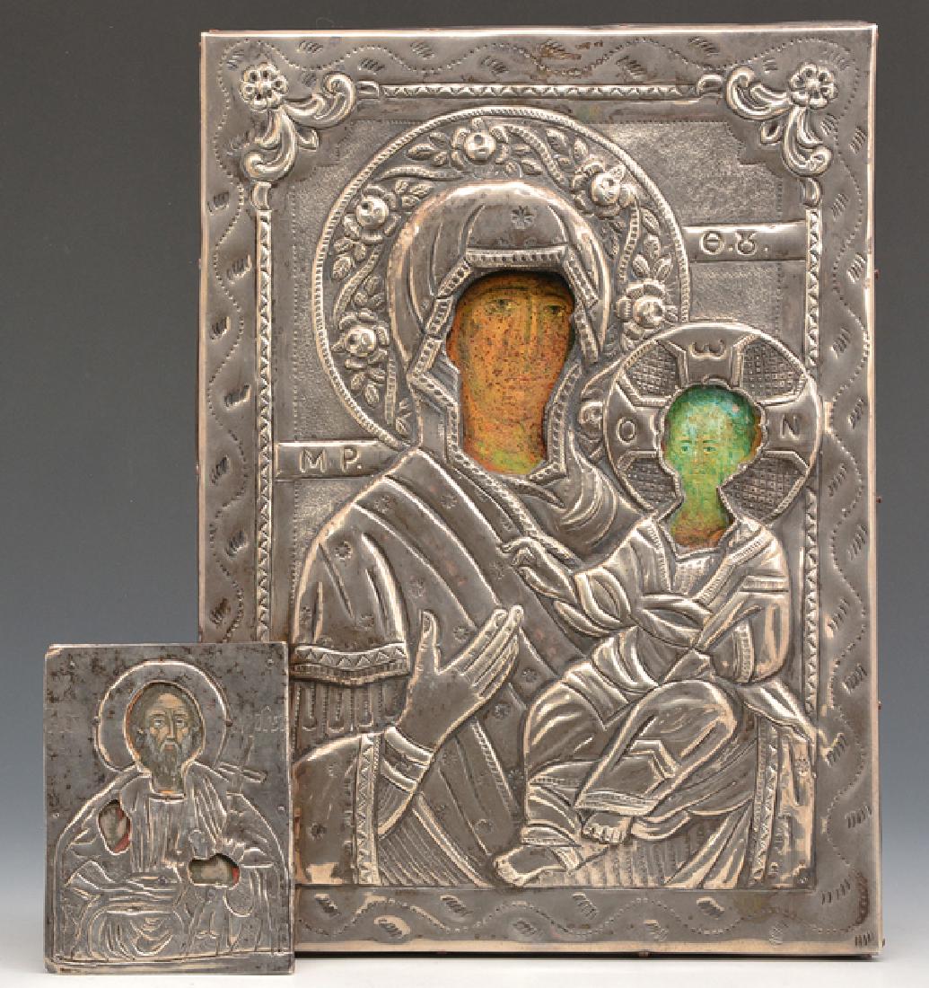 2 Greek Icons, Mother of God and Saint (1 of 2)