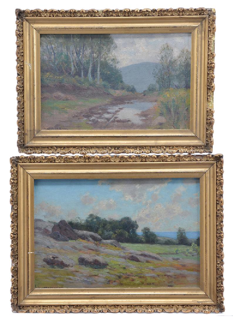 William Merritt Post, 2 landscapes, oils on boards (1 of 4)