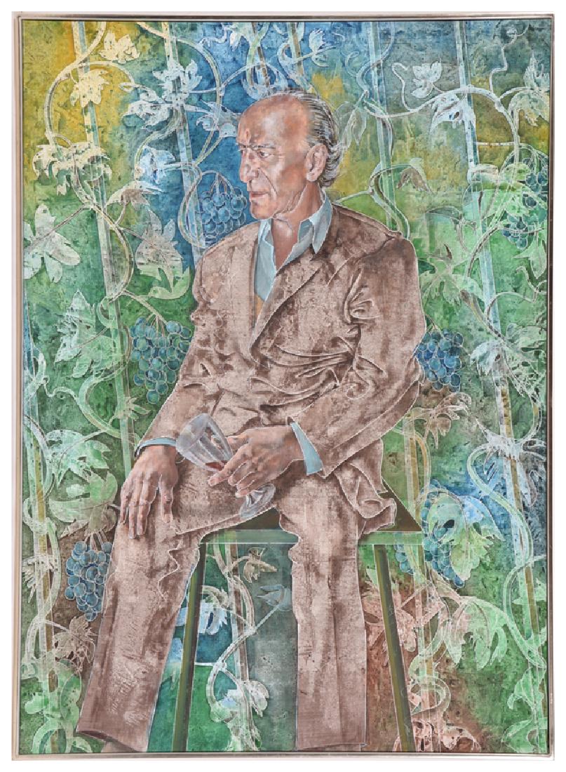 Hans Erni, Portrait of Robert Mondavi, acrylic (1 of 5)