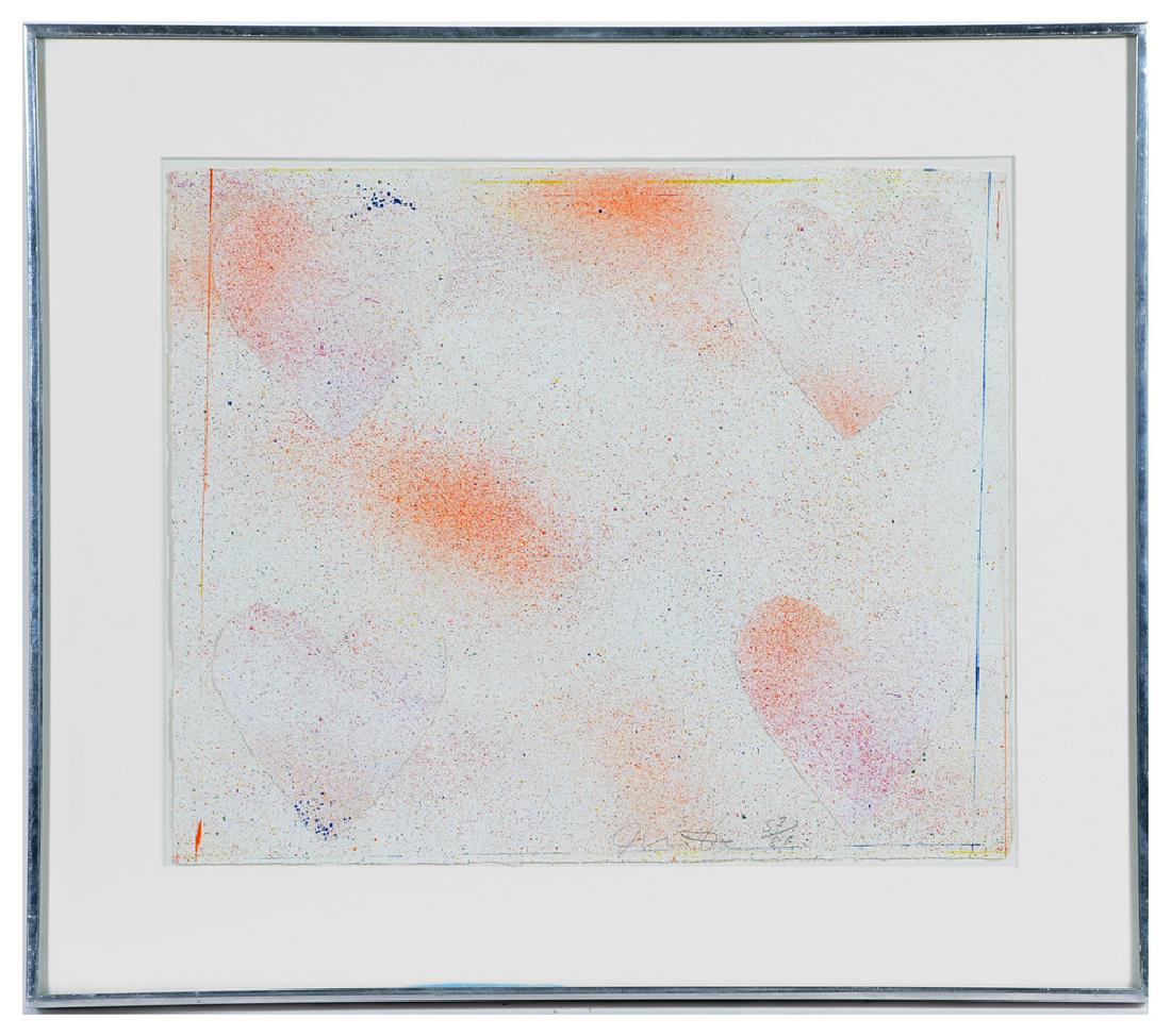 Jim Dine, Dutch Hearts, color lithograph with collage (1 of 2)