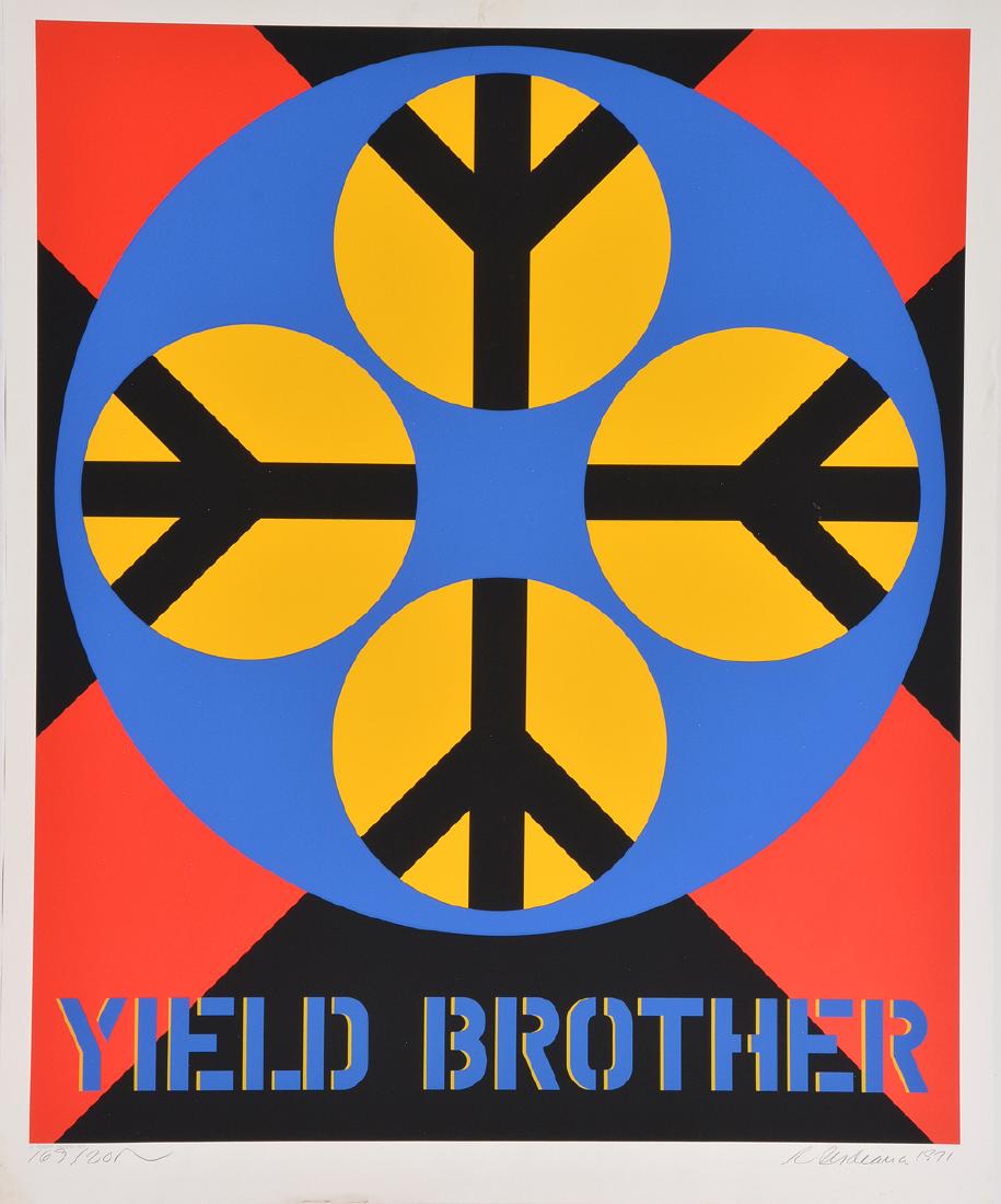 Robert Indiana, Yield Brother, color screenprint (1 of 2)