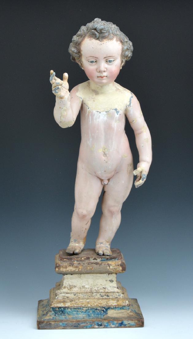 Spanish Colonial painted lead figure of young Christ (1 of 3)