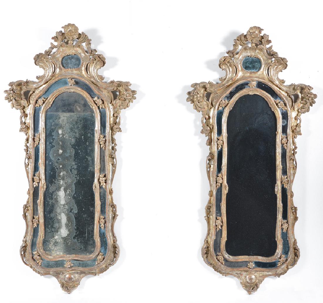 Pair of Northern Italian Rococo Giltwood Mirrors, 18th (1 of 3)