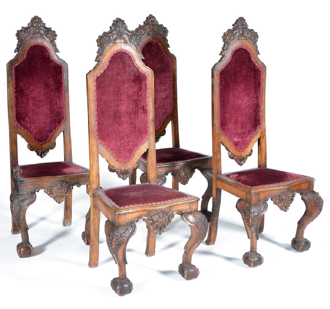 4 Continental oak dining chairs, 19th c (1 of 4)