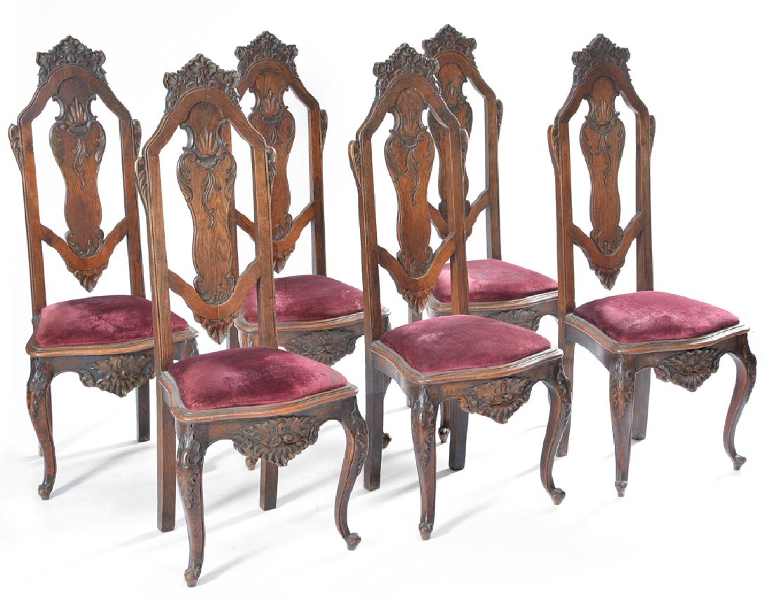 Set of six continental oak dining chairs, 19th c (1 of 3)