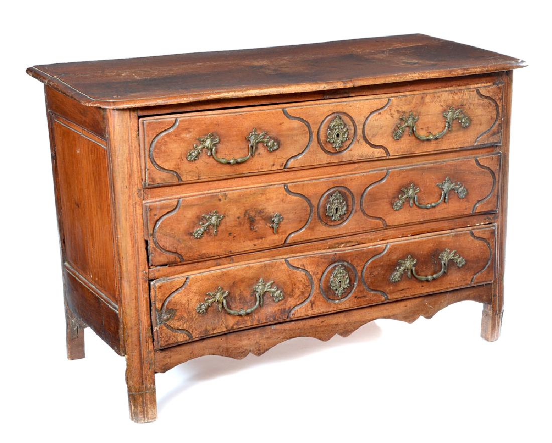 French Provincial Walnut Chest of Drawers, 18th c. (1 of 2)