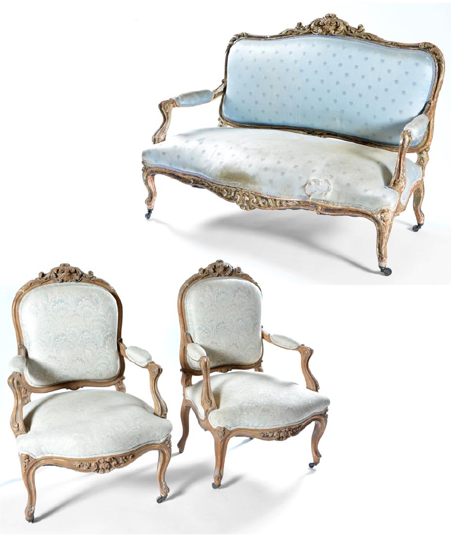 3 Pc suite of Louis XV style furniture, 18th/19th c (1 of 4)
