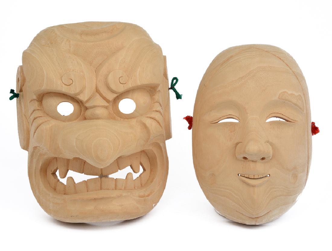 2 Japanese Kabuki wood masks (1 of 1)