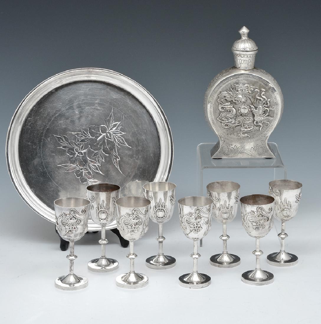 Chinese silver cordial set, 10 pcs (1 of 1)