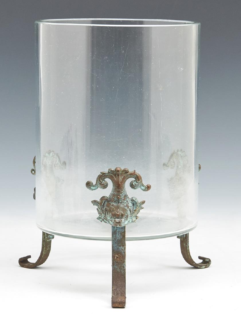 Victorian cylindrical fish bowl on bronze stand (1 of 2)