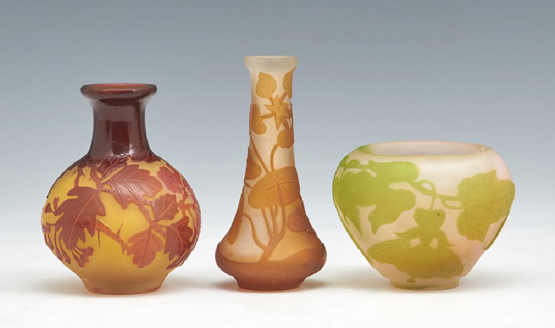 3 Galle cameo glass vases (1 of 2)