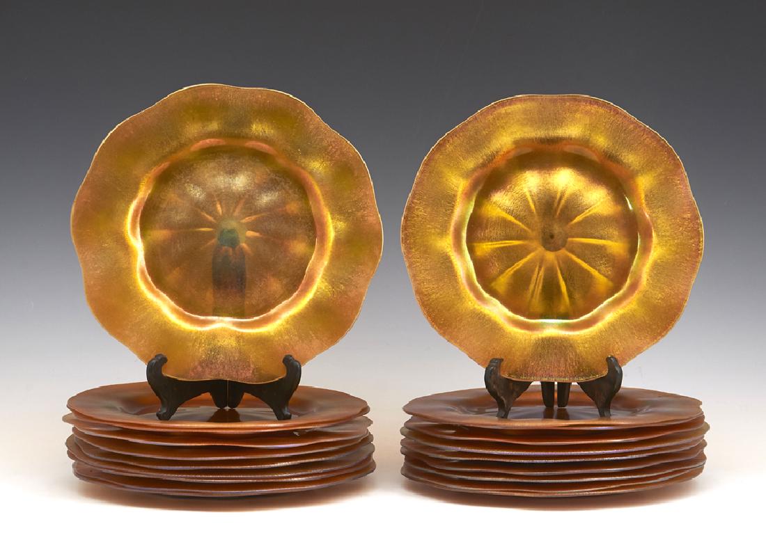 Steuben "Aurene", Frederick Carder, 20 plates (10") (1 of 2)