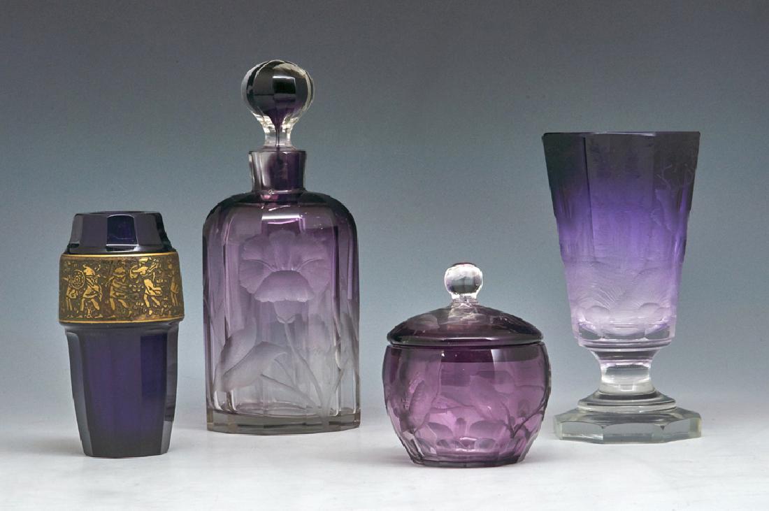 4 Amethyst glass pieces including Moser Karlsbad (1 of 2)