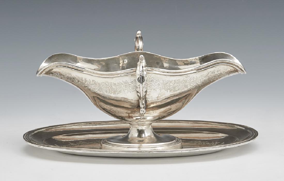 French silver sauce boat with handles (1 of 2)