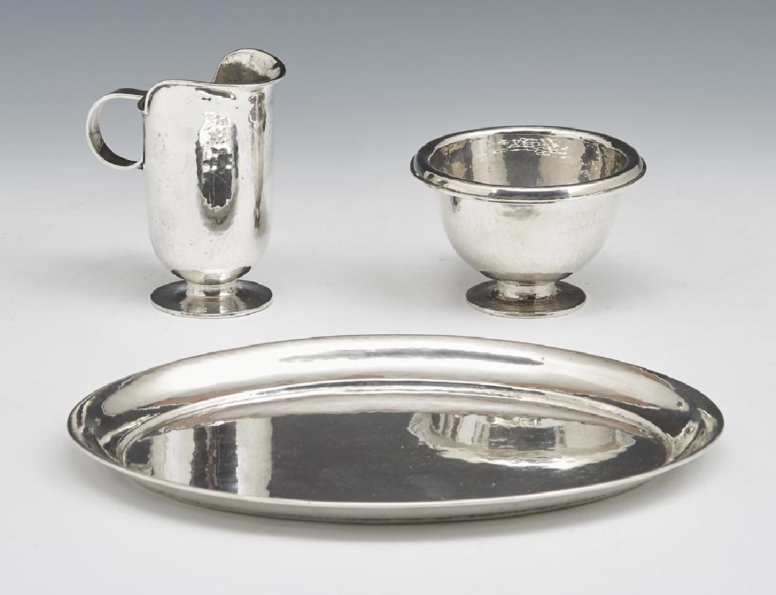 Silver tray, creamer and sugar, German (1 of 2)