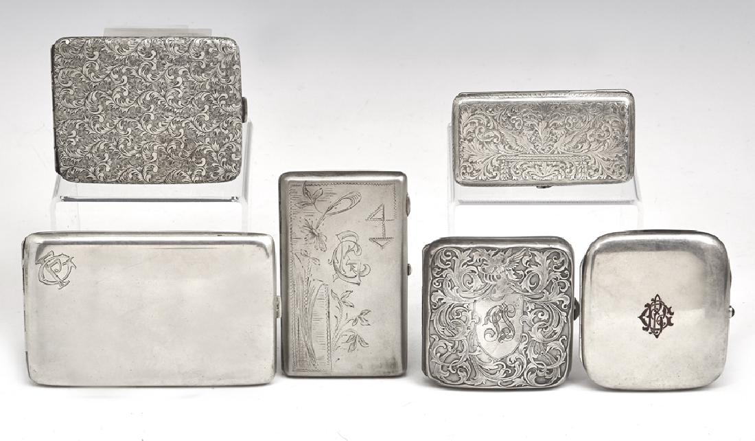 6 Sterling and continental silver cigarette cases (1 of 1)