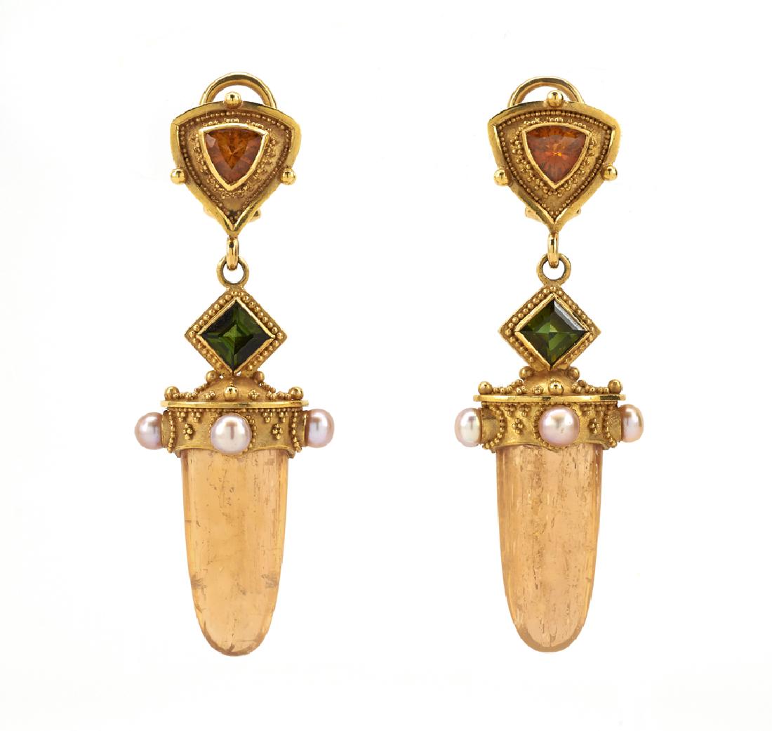 Kent Raible Exquisite 18k Gold & Gemstone Earrings (1 of 1)