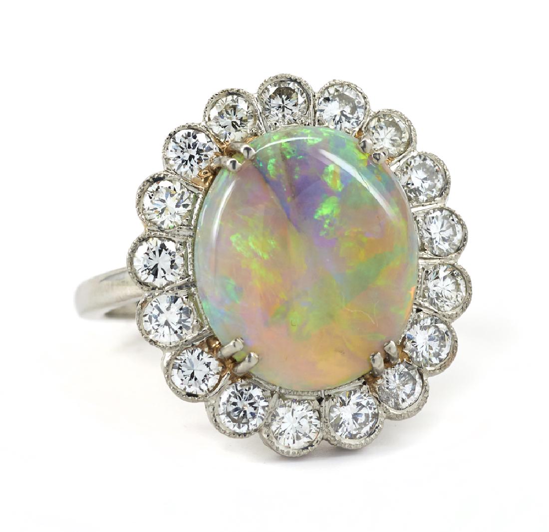 Platinum, Firey Opal & Diamond Ring (1 of 1)