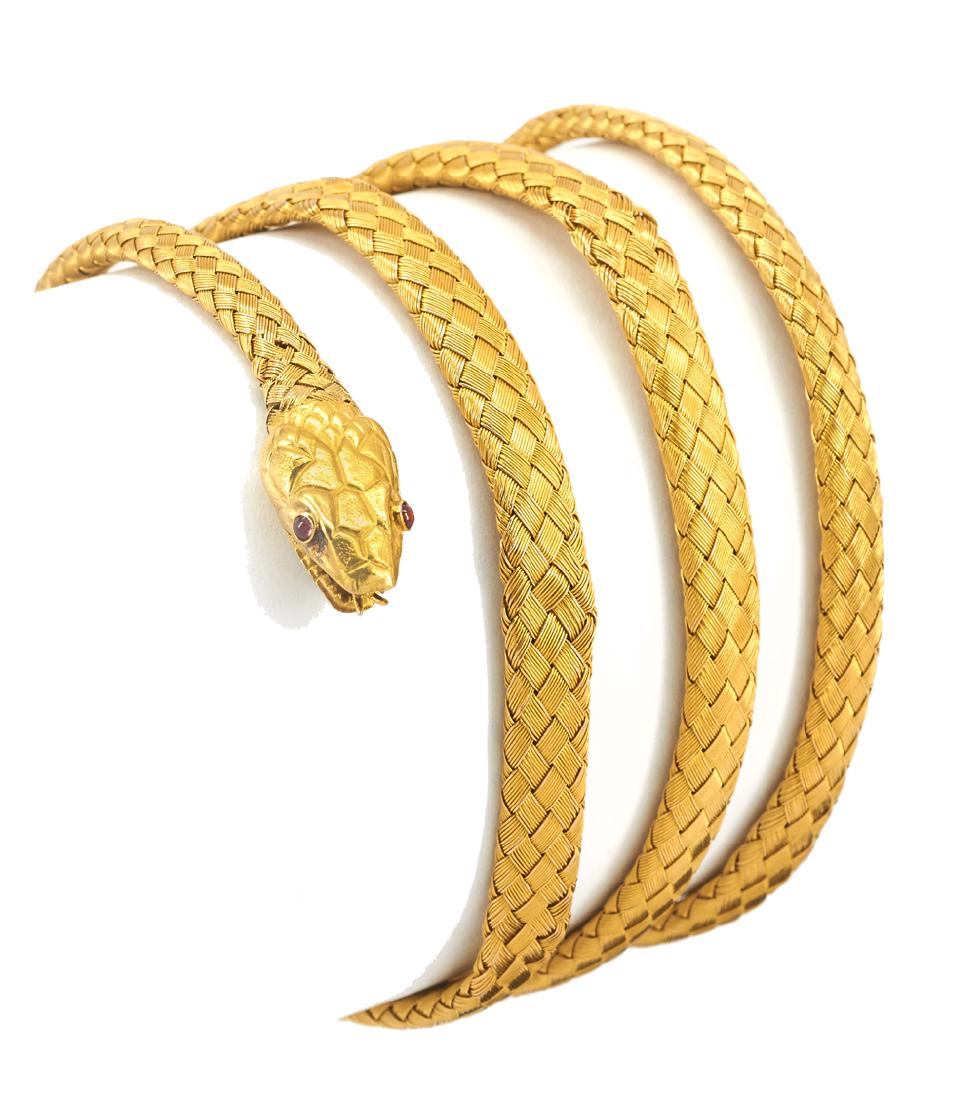 18k Gold & Ruby Serpent Bracelet (1 of 2)