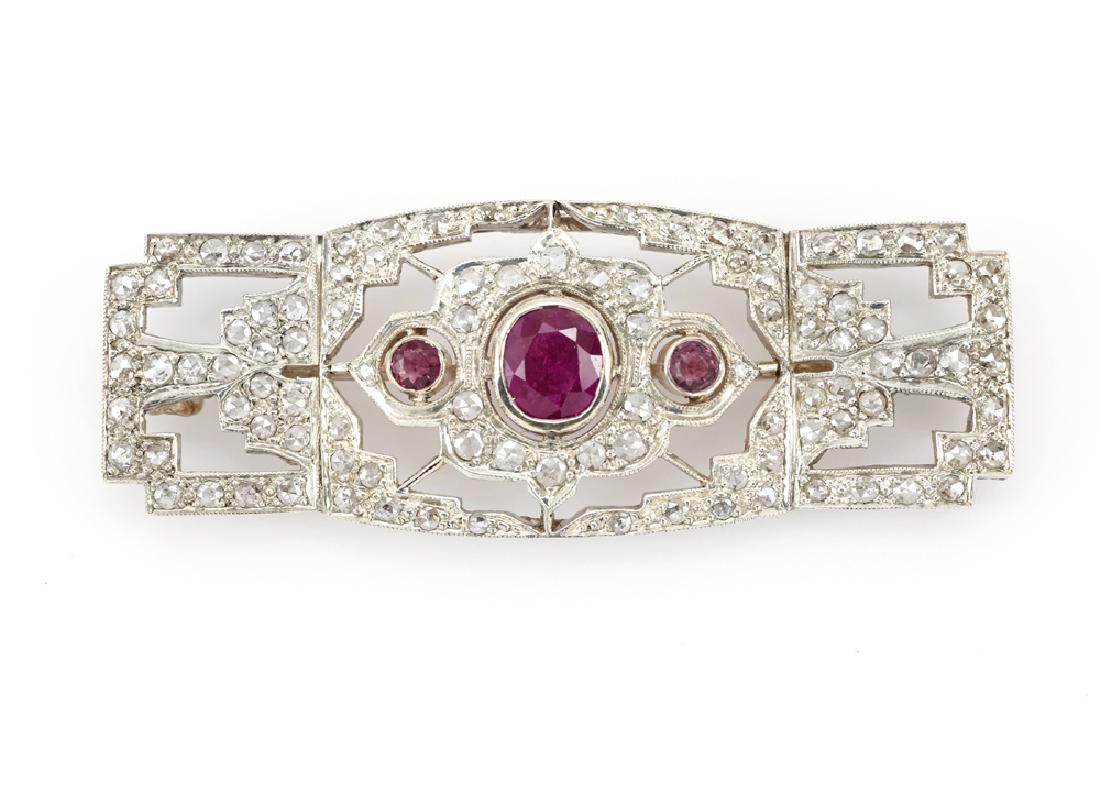 14k Gold Ruby & Diamond Pin (1 of 1)
