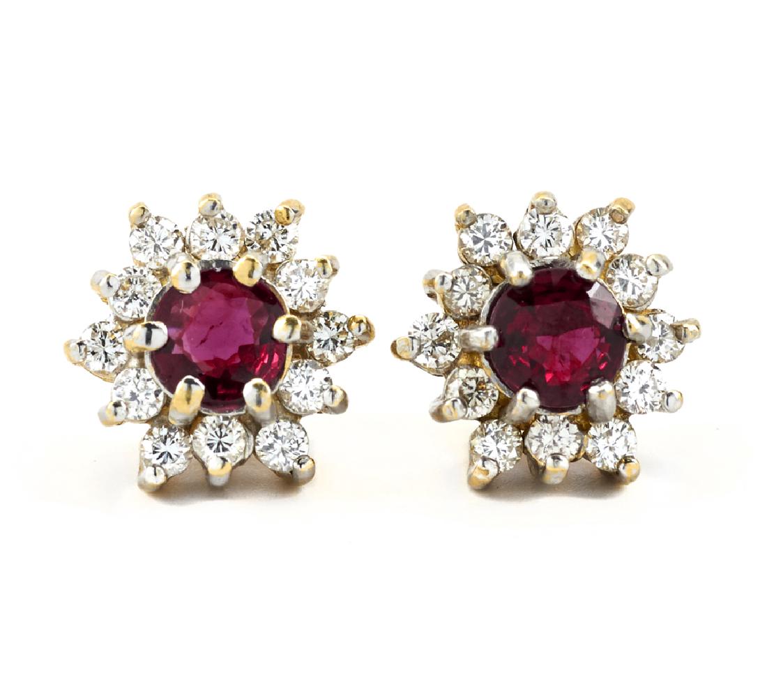14k Gold, Ruby & Diamond Stud Earrings (1 of 1)