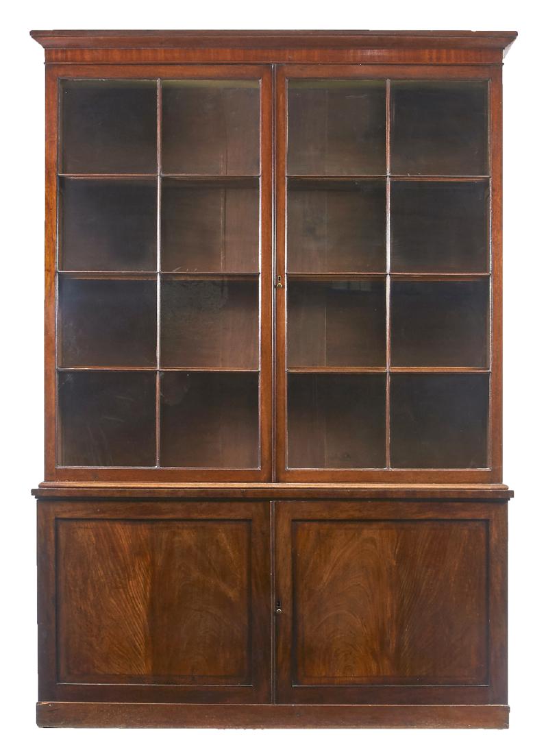 19th c English mahogany breakfront bookcase (1 of 1)