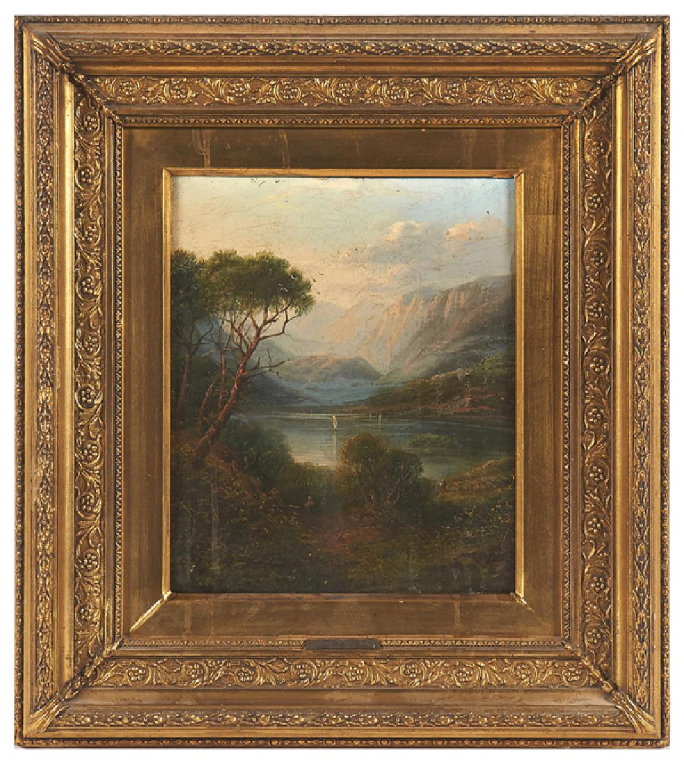 George V Cole, Mountain Lake landscape, oil on canvas (1 of 4)