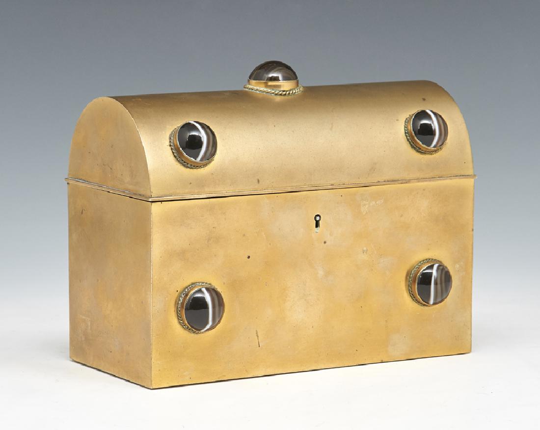 Dome top brass box with agate cabochons (1 of 3)