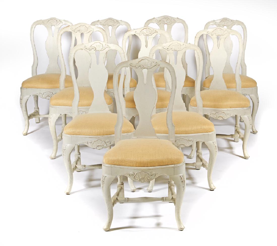 Set of 10 Swedish Gustavian chairs (1 of 2)