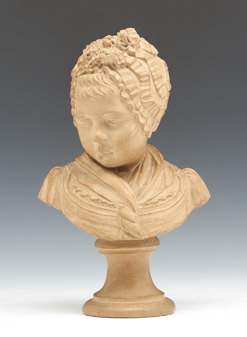 French terracotta bust of a girl, 12 1/4"h (1 of 3)