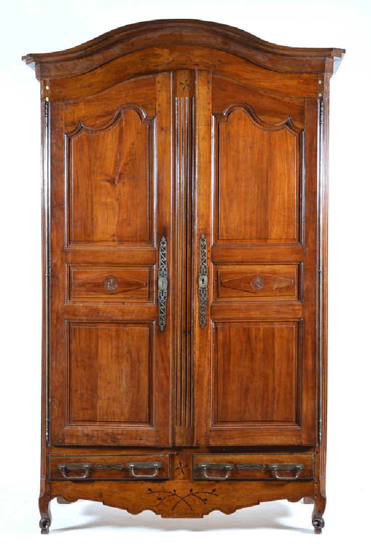 French Provincial walnut wedding armoire, 18th c (1 of 5)