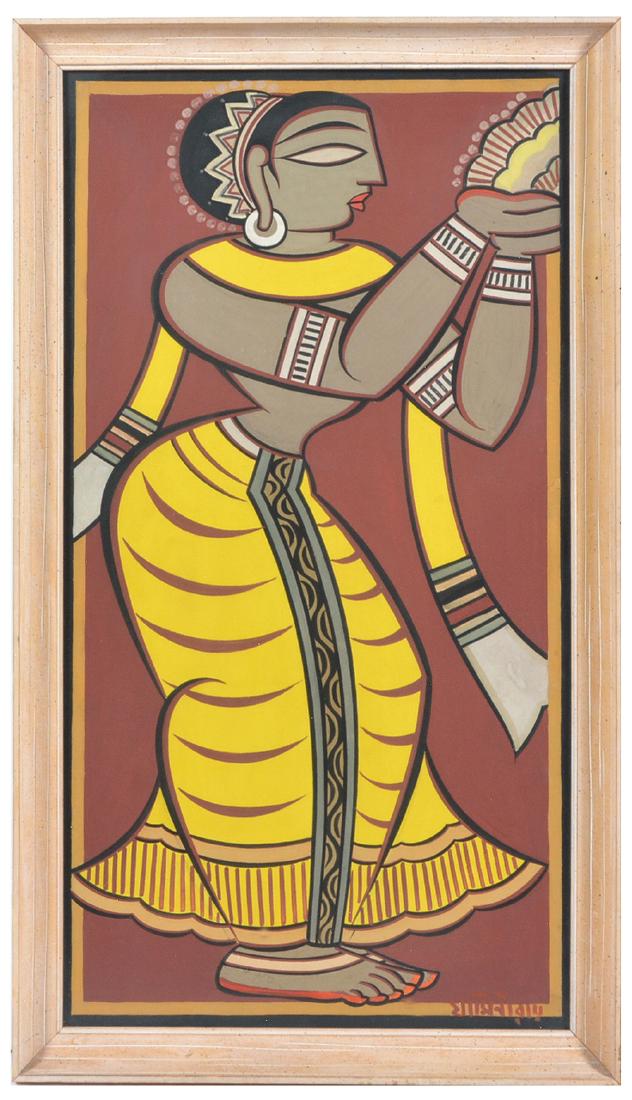 Jamini Roy, Offering, watercolor and gouache (1 of 10)