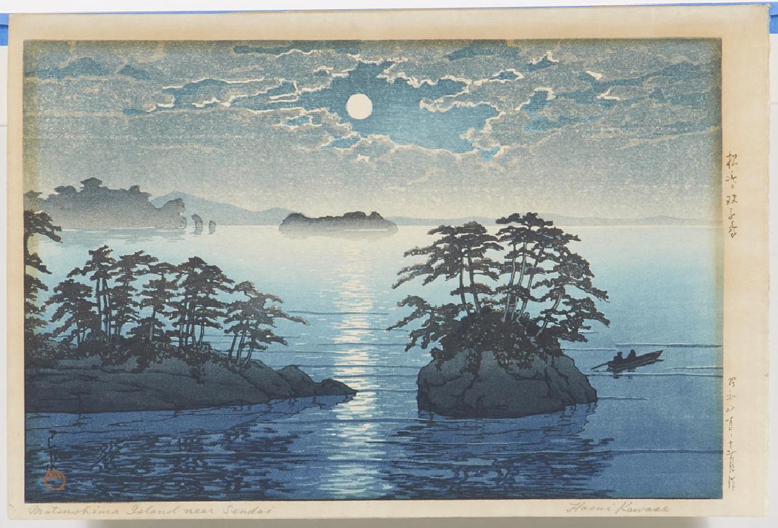 Hasui Kawase Japanese woodblock, "Matsushima Island": Hasui Kawase Japanese woodblock, "Matsushima Island near Sendai", titled lower left, signed lower right in pencil. Sheet appx 15 1/2" x 10 1/2".