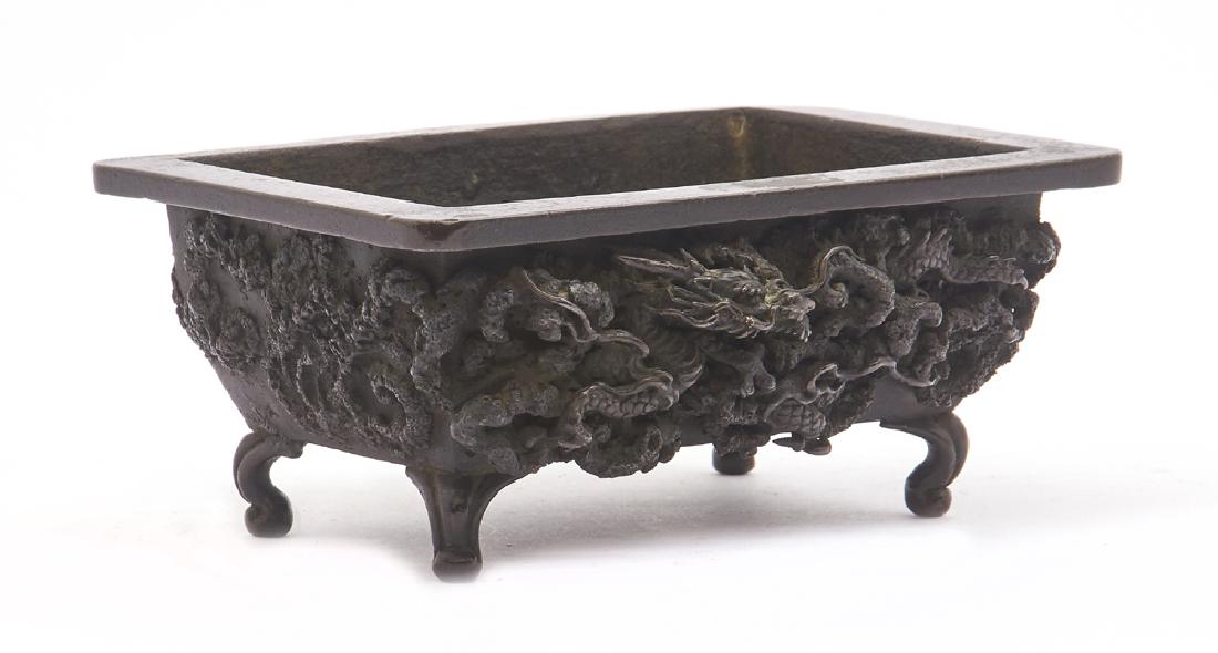 Japanese bronze bonsai planter, decorated with dragons (1 of 4)