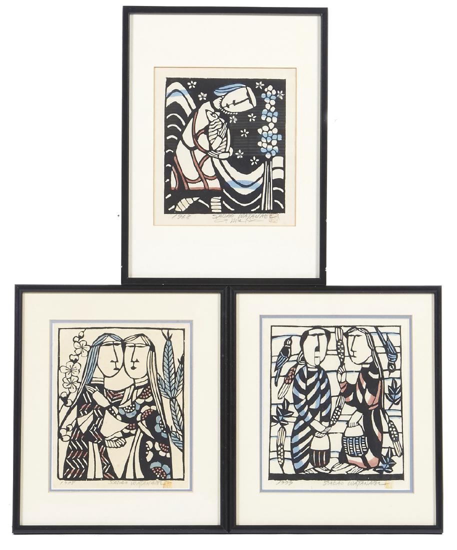 3 Sadao Watanabe woodblocks, featuring biblical scenes (1 of 1)