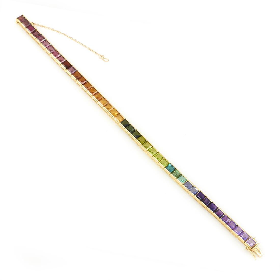 14k Yellow gold and natural gemstone rainbow bracelet. (1 of 1)