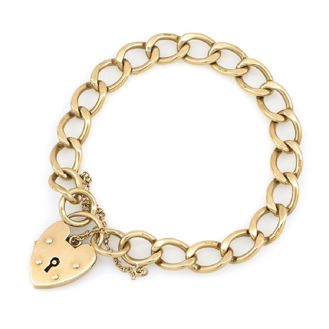 9k Yellow gold heart lock bracelet. (1 of 1)