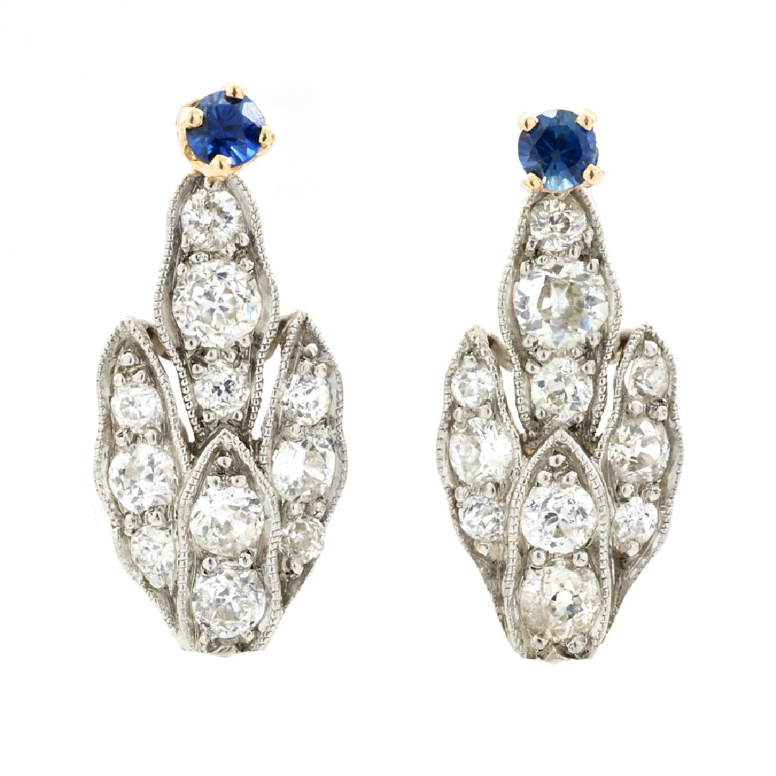 14k sapphire studs/white gold diamond earring jackets. (1 of 1)